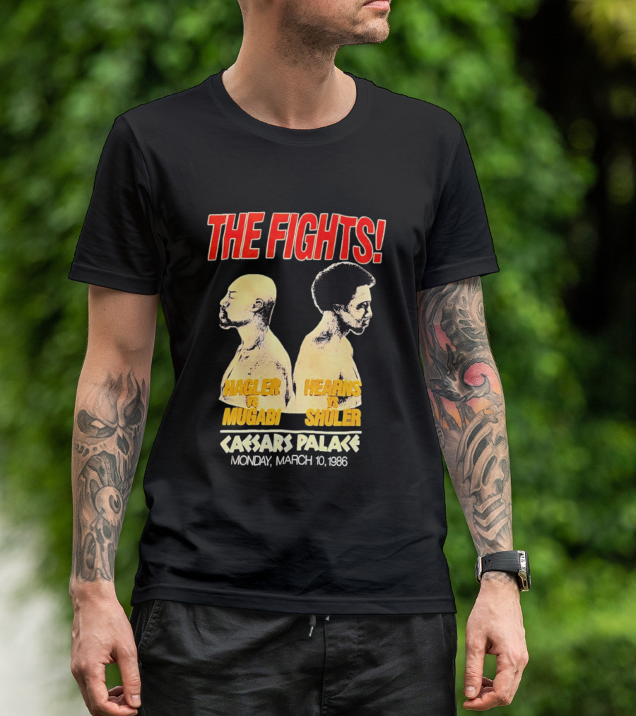 The Fights Hagler Vs Abi Hearns Vs Shuler Caesars Palace 1986 T-Shirt