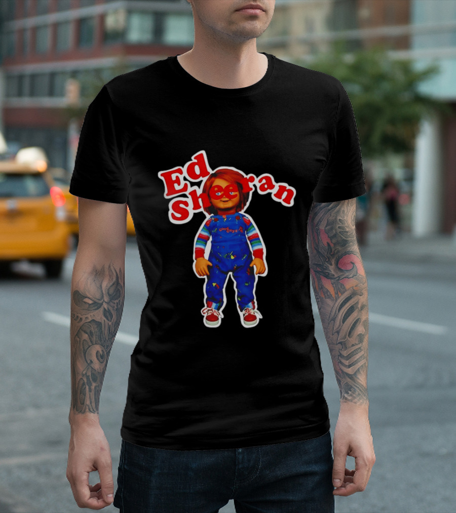 Ed Sheeran Chucky Doll Red Hair Suspender Outfit T-Shirt