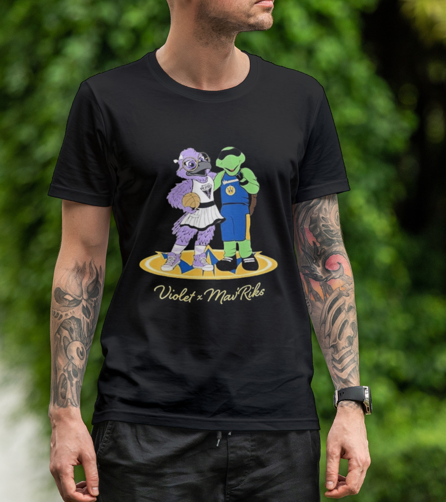 Violet Mavericks Giveaway 2026 Basketball Bird And Turtle Mascots T-Shirt