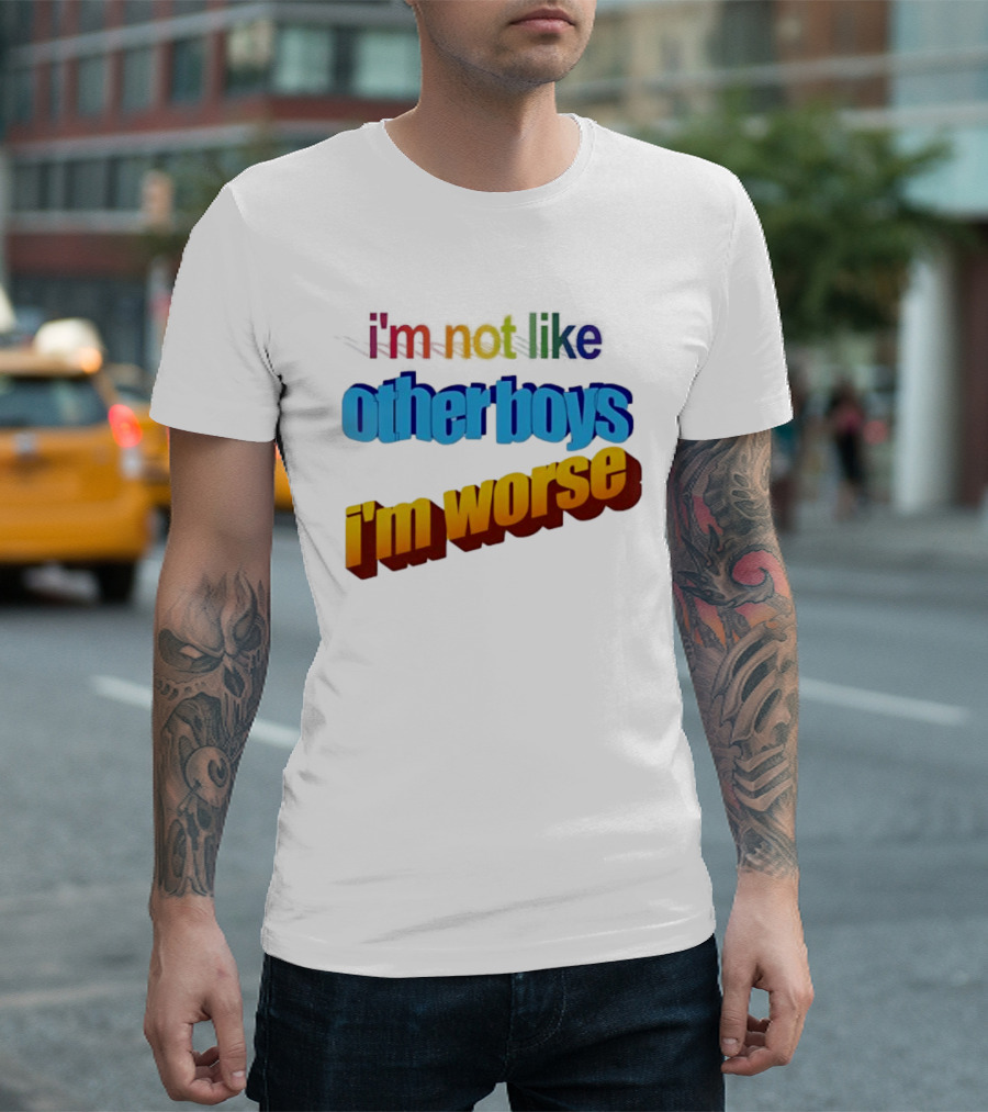 I'm Not Like Other Boys I'm Worse Retro Rainbow T-Shirt