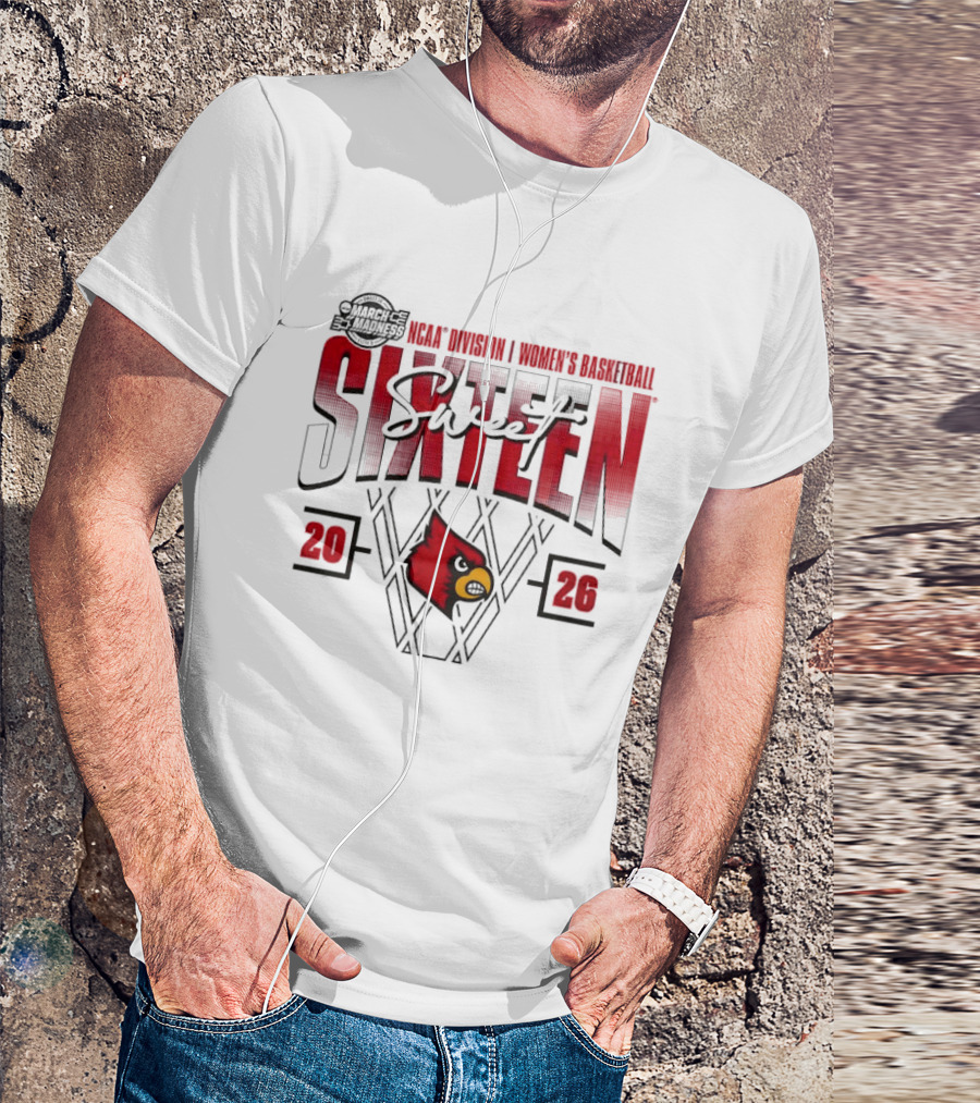 March Madness 2026 NCAA Sweet Sixteen Louisville Cardinals Women's Basketball Tournament T-Shirt