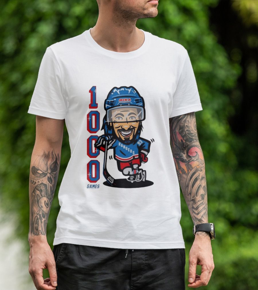 Mika Rangers 93 Hockey Player 1000 Games Celebration T-Shirt