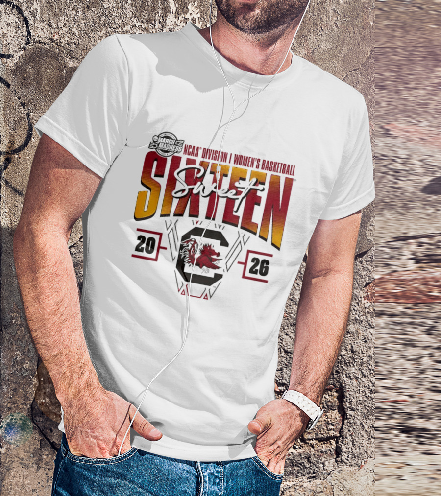 Sweet Sixteen South Carolina Gamecocks 2026 NCAA Women's Basketball March Madness Tournament T-Shirt