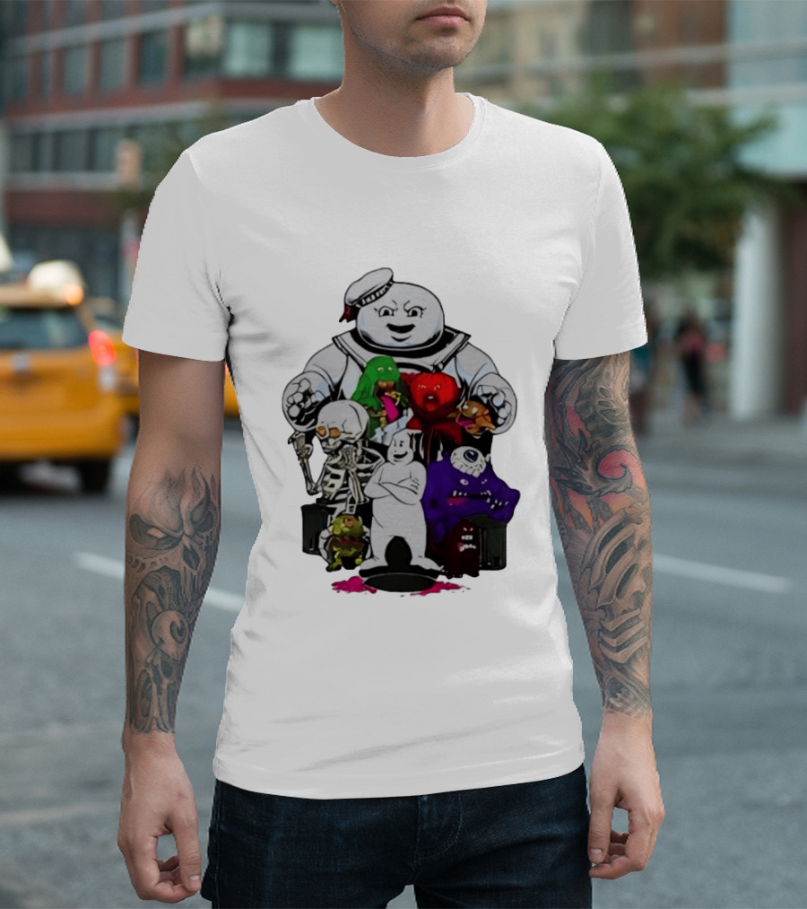 Stay Puft Marshmallow Man Ghostbusters Monster Group Characters T-Shirt