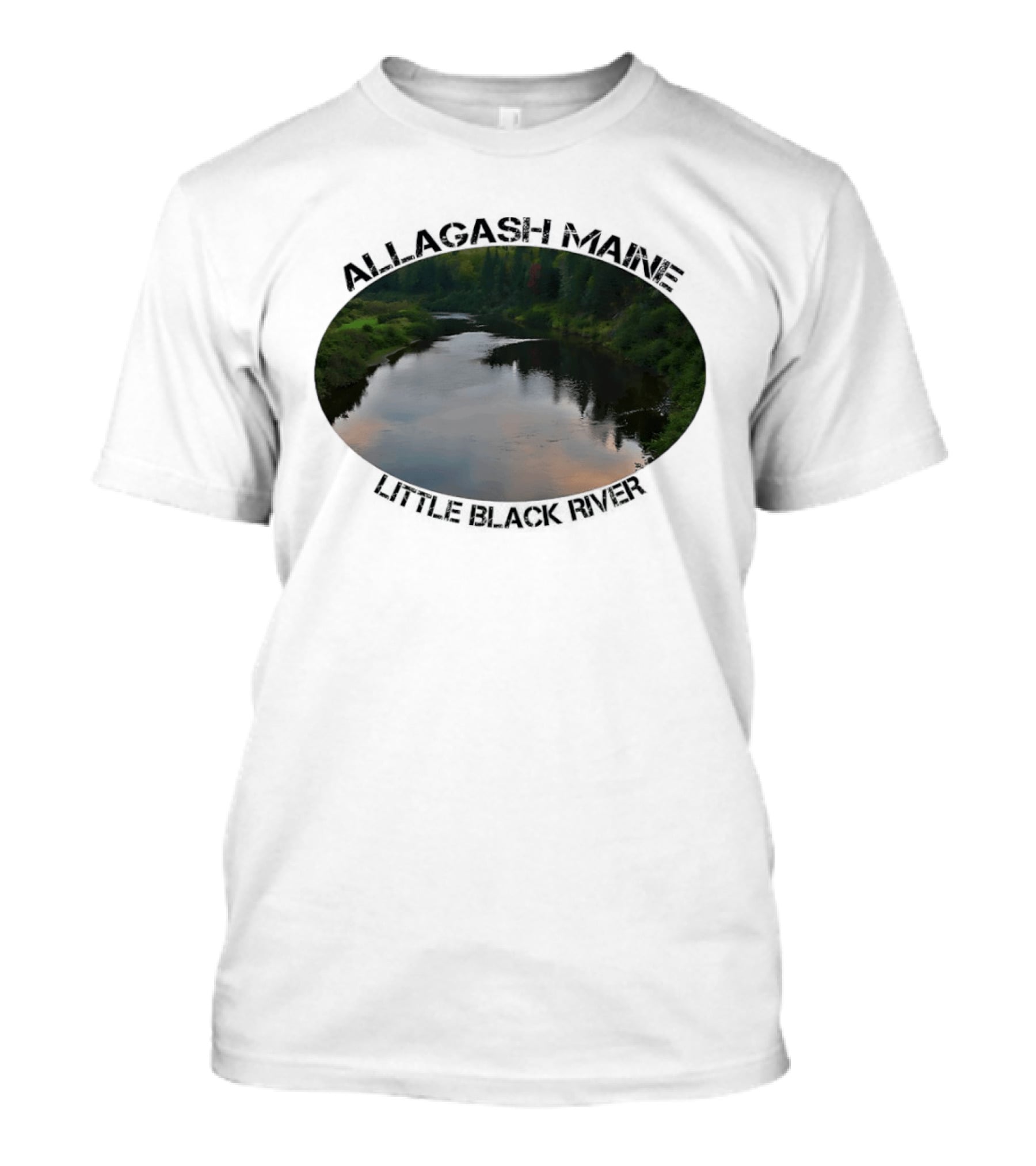 Allagash Maine Little Black River Scenic Photography Oval Frame Landscape T-Shirt