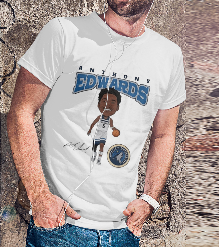Anthony Edwards Wolves 5 Minnesota Timberwolves Basketball Player T-Shirt