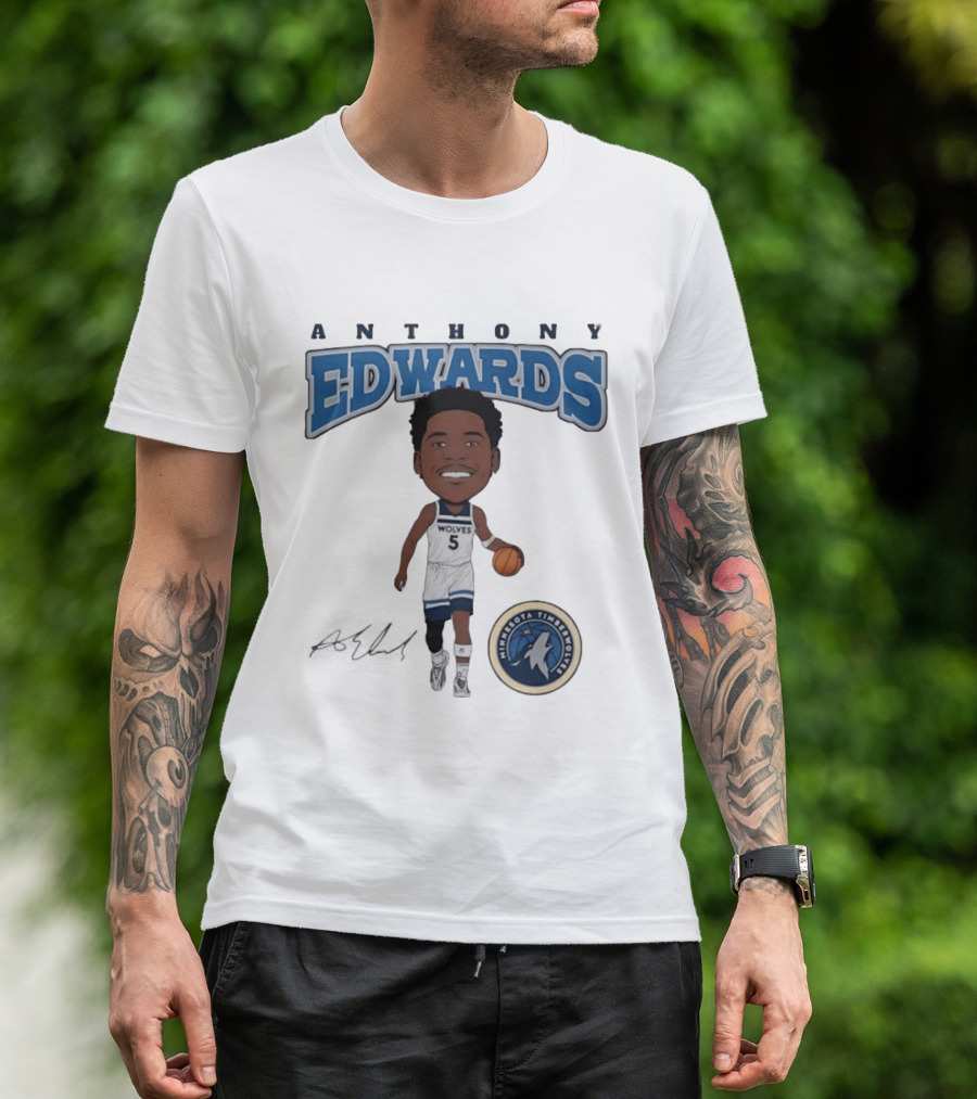 Anthony Edwards Wolves 5 Minnesota Timberwolves Basketball Player T-Shirt