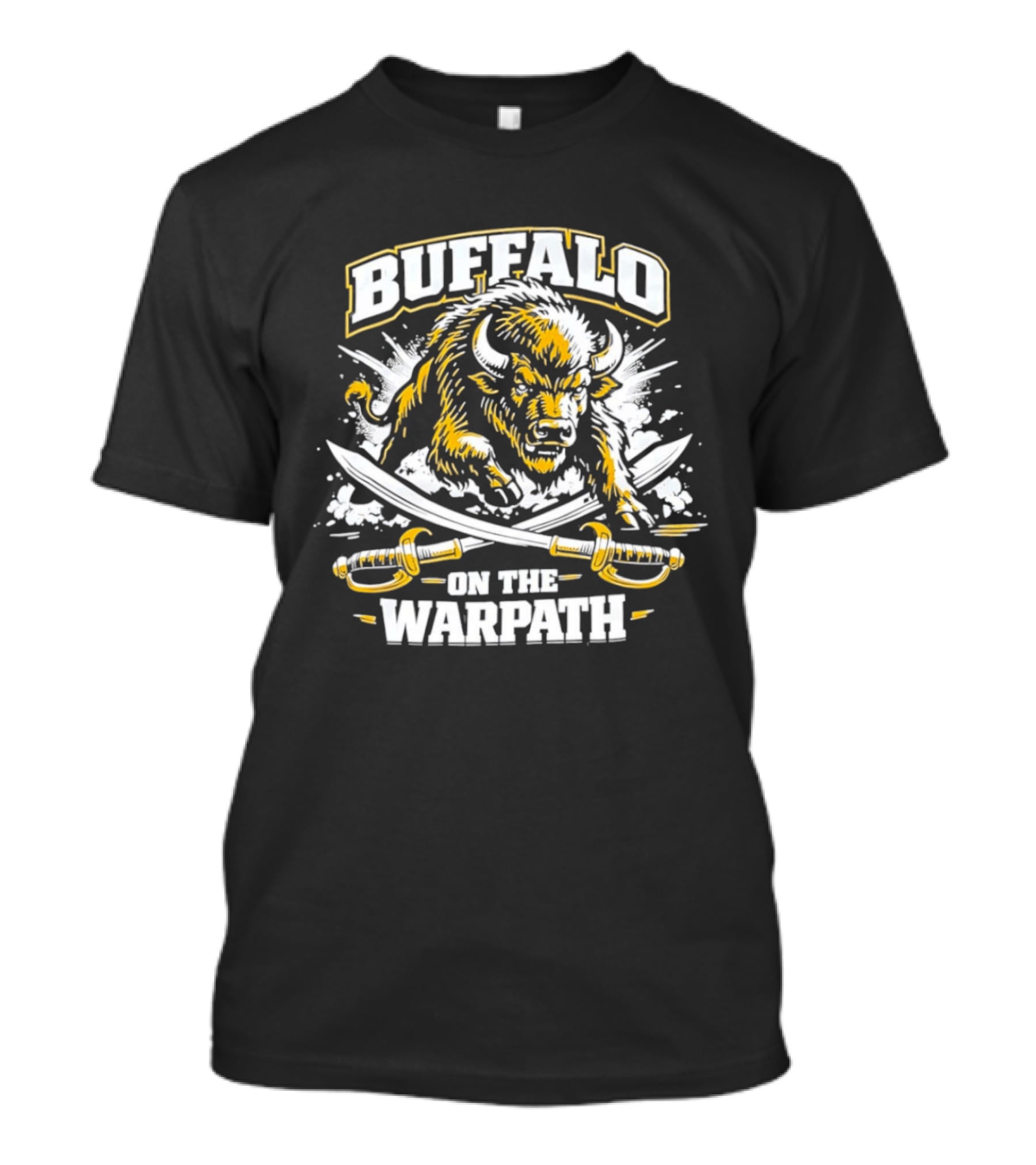 Buffalo On The Warpath Crossed Sabers Fierce Bison Charge T-Shirt