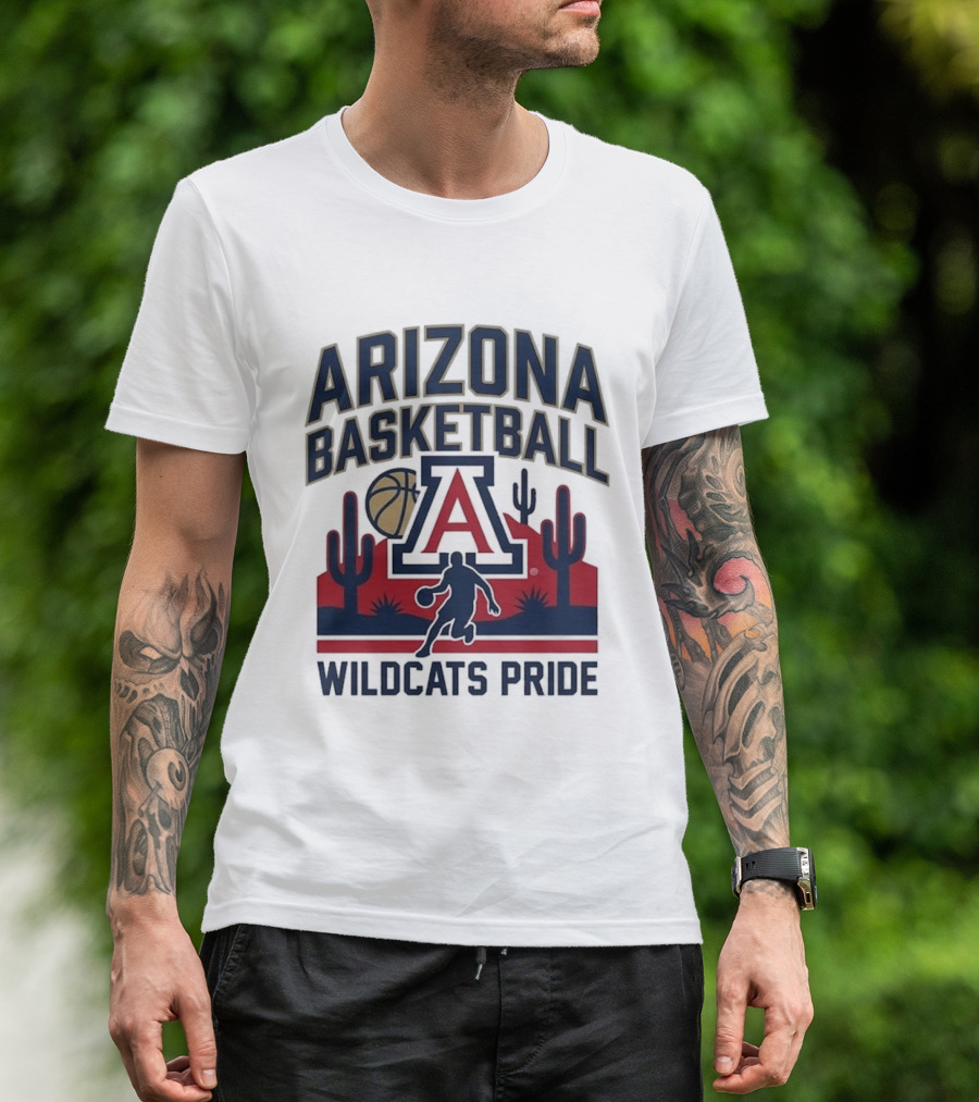 Arizona Wildcats Basketball Pride Cactus And Player T-Shirt