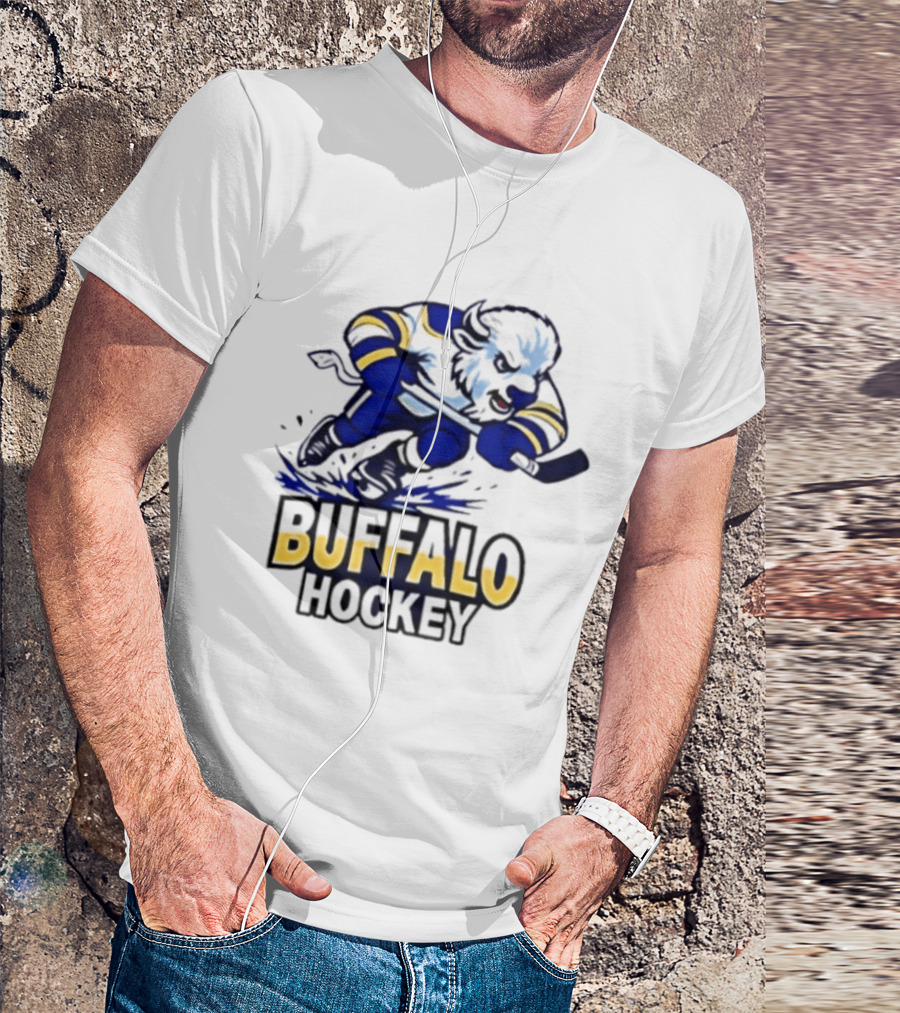 Buffalo Hockey Charging Bison Dynamic Action Sports Team Gear T-Shirt