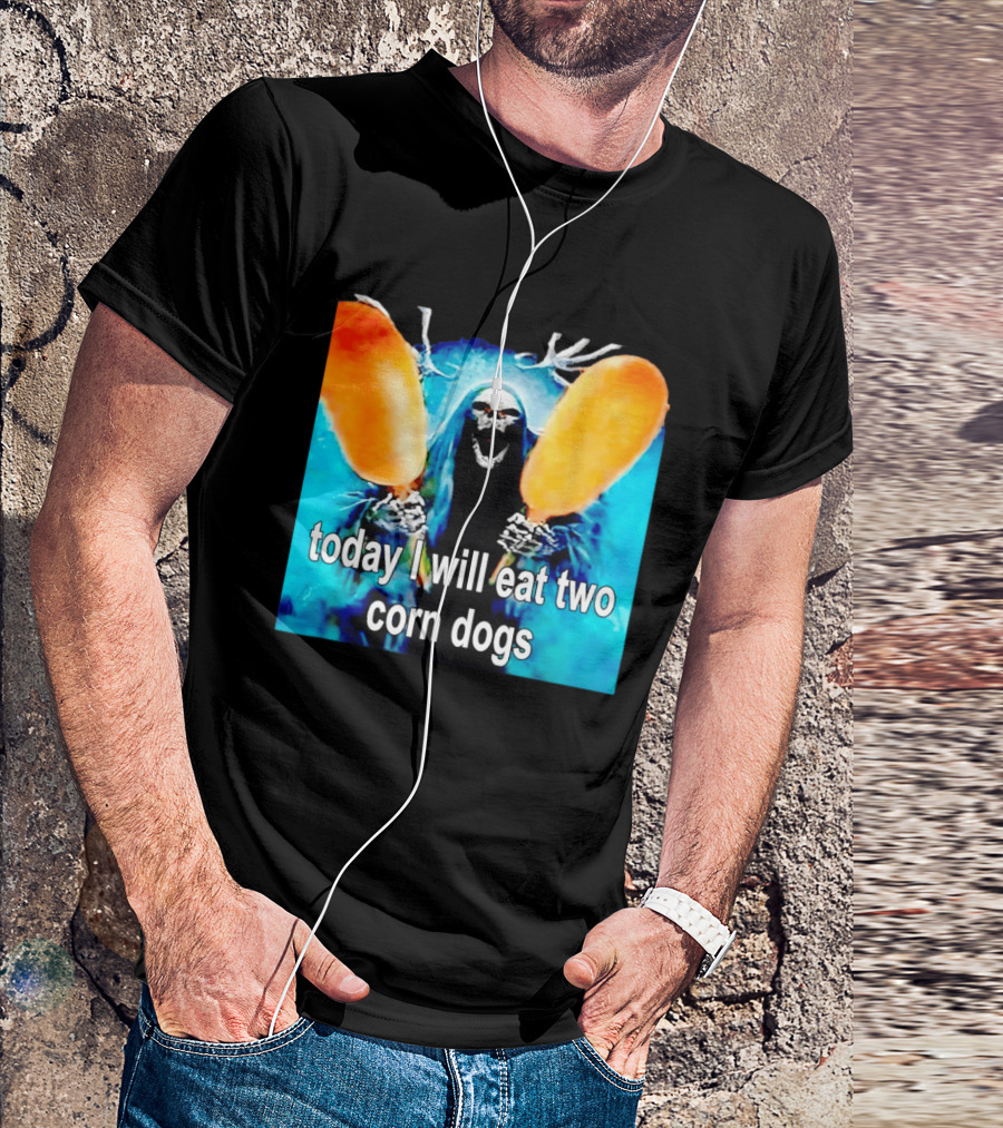 Grim Reaper Eating Two Corn Dogs Paranormal Humor Today I Will Eat T-Shirt