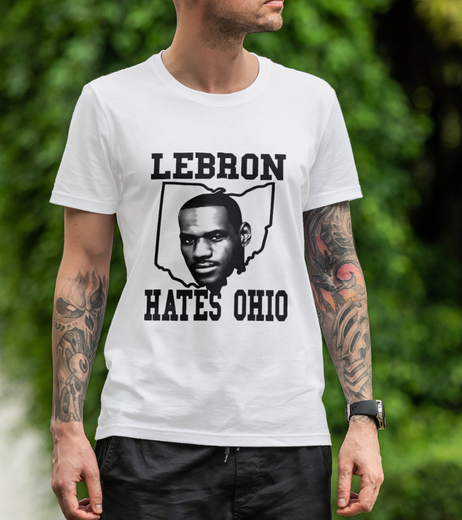 Lebron Hates Ohio Outline With Face T-Shirt