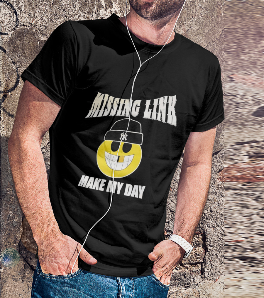 New York Yankees Missing Link Make My Day Smiley Face T-Shirt