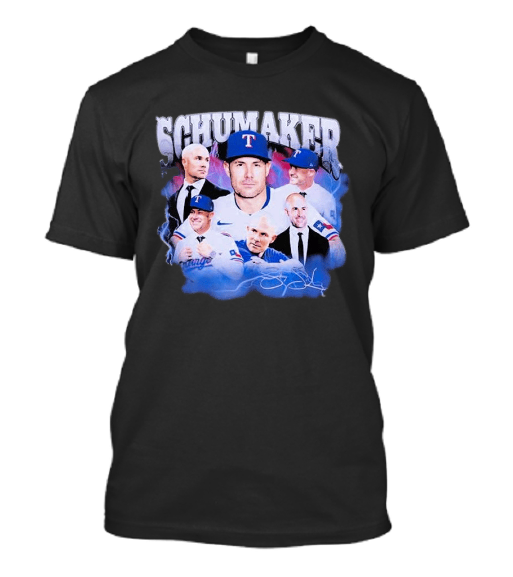 Rangers Schumaker Montage Baseball T-Shirt
