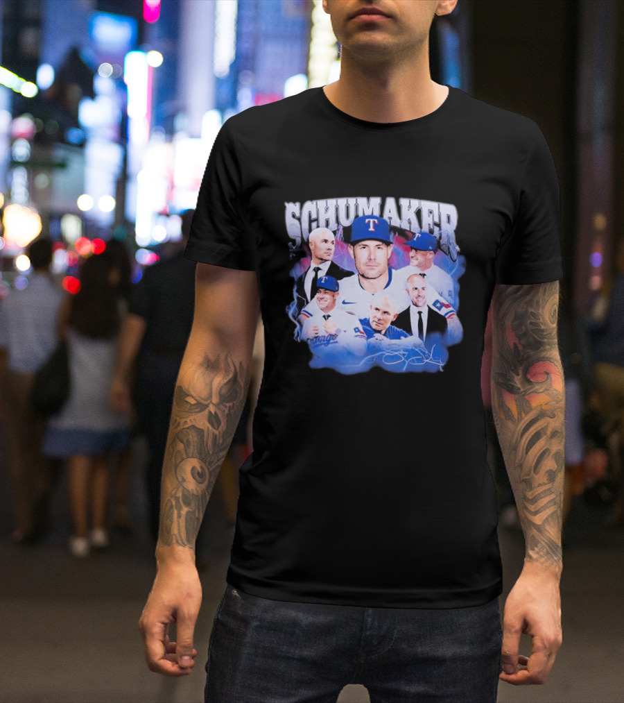 Rangers Schumaker Montage Baseball T-Shirt