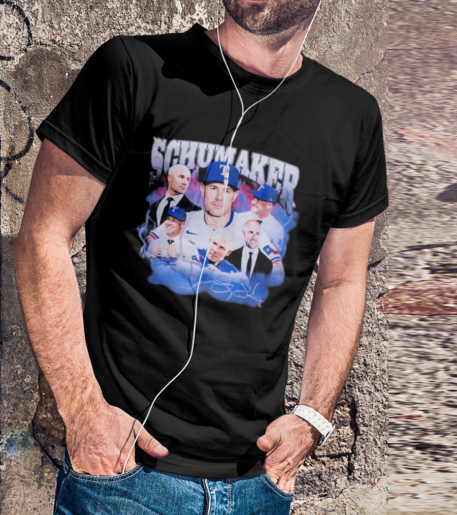 Rangers Schumaker Montage Baseball T-Shirt