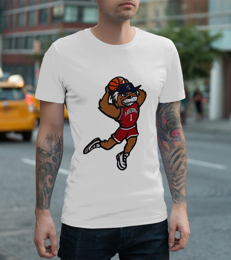 Arizona Wildcats Basketball Mascot Slam Dunk Action T-Shirt