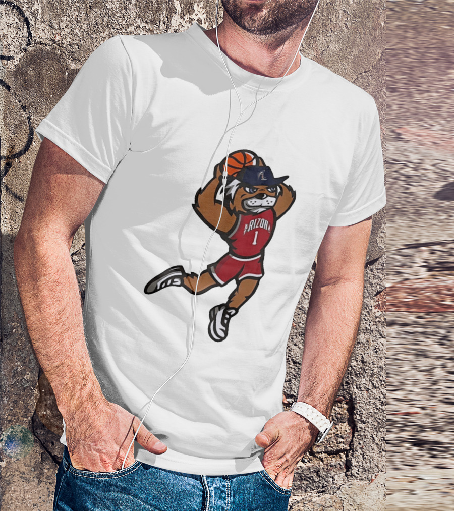 Arizona Wildcats Basketball Mascot Slam Dunk Action T-Shirt