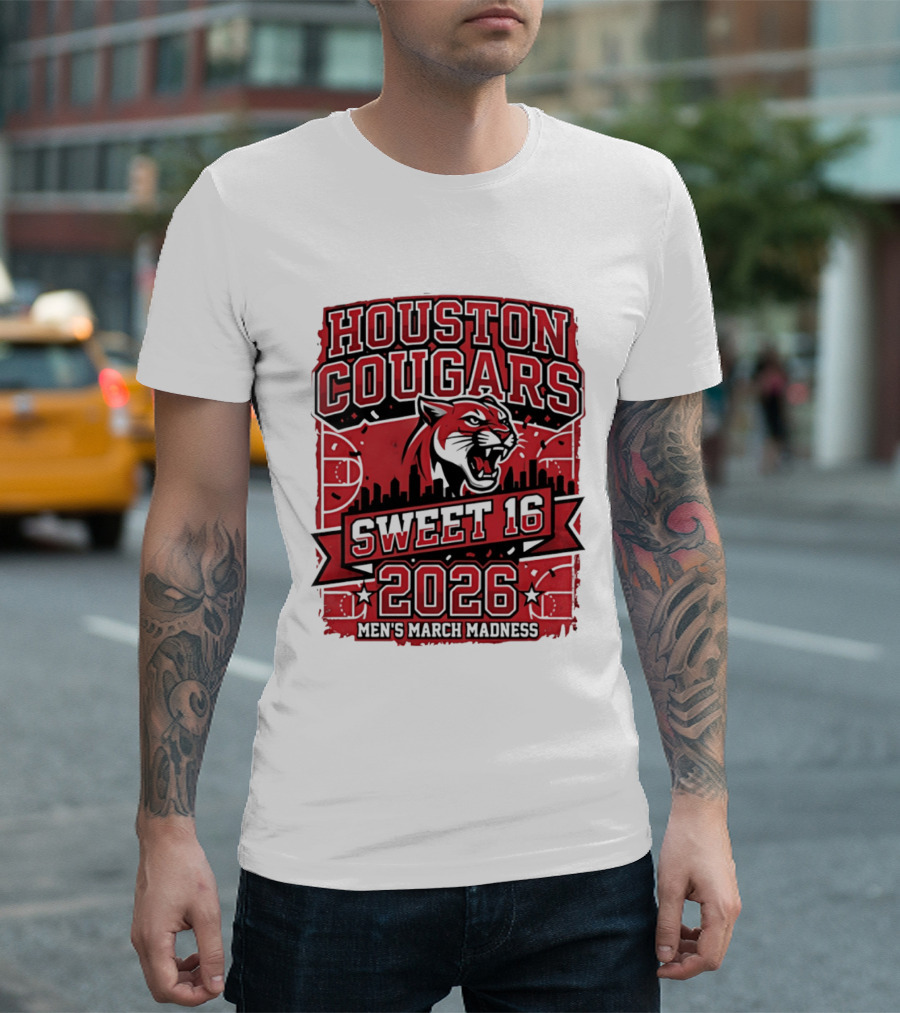 Houston Cougars 2026 NCAA Sweet 16 March Madness City Skyline T-Shirt