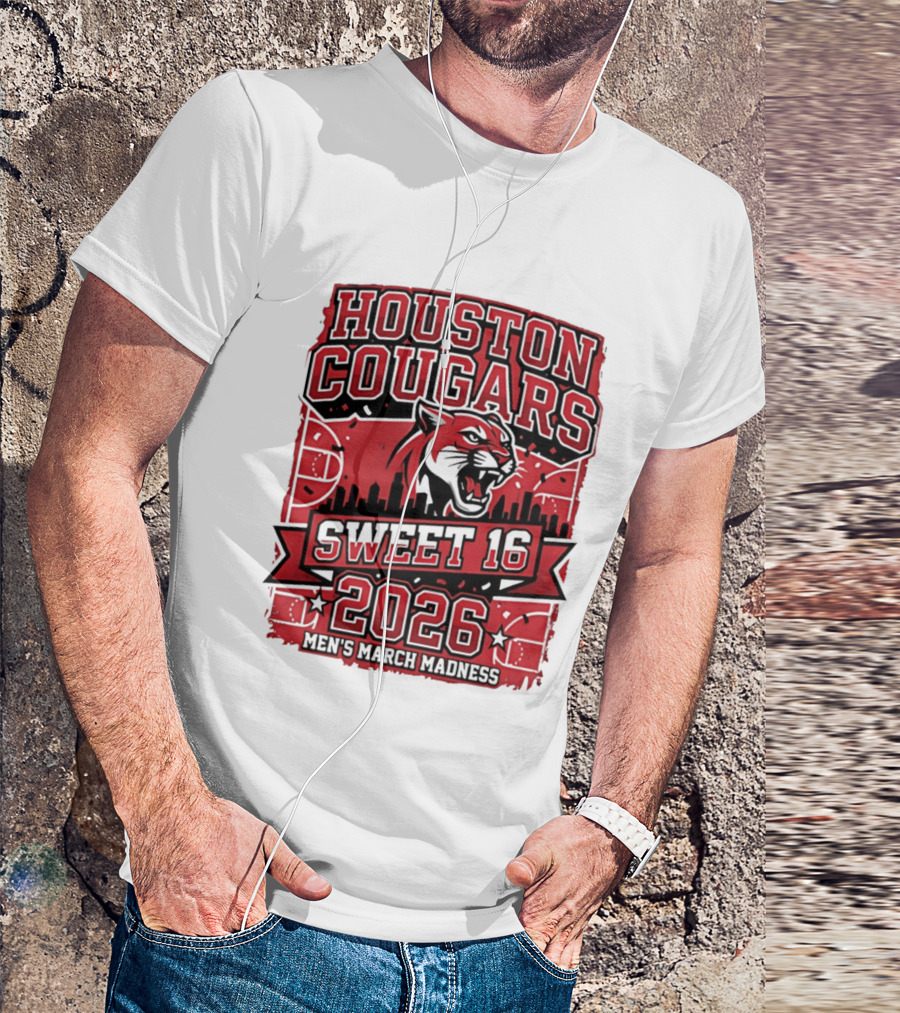 Houston Cougars 2026 NCAA Sweet 16 March Madness City Skyline T-Shirt