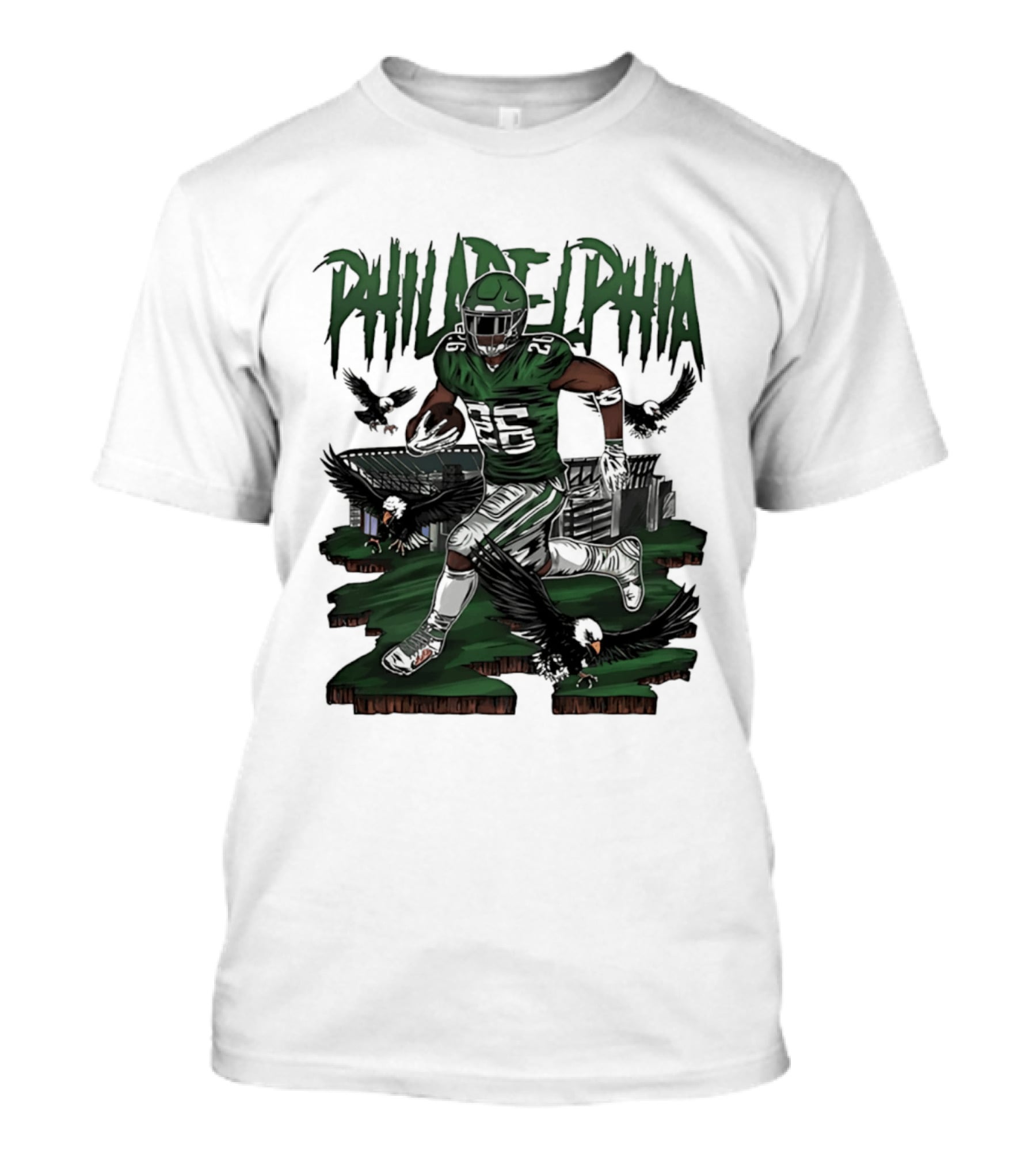 Philadelphia Eagles Running Back With Eagles T-Shirt