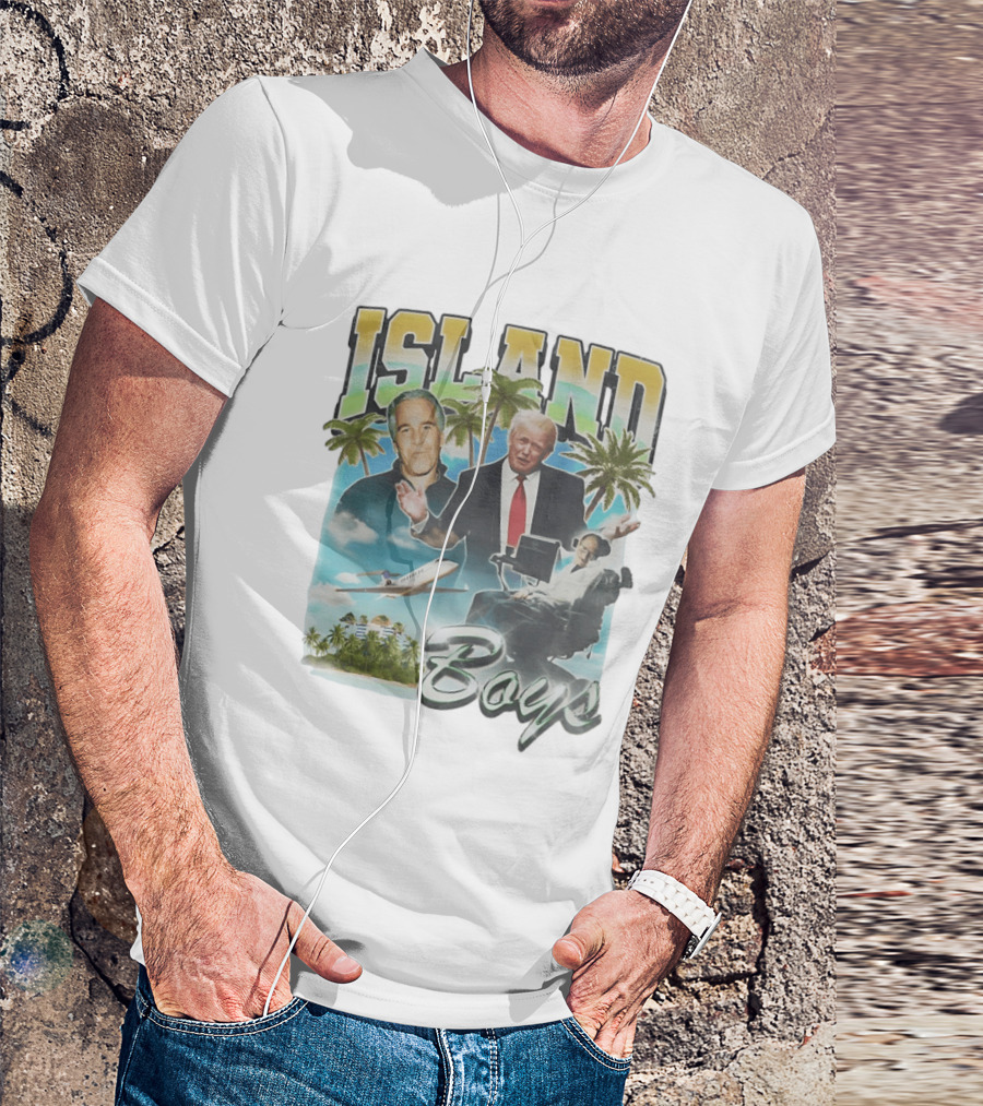 Donald Trump Jeffrey Epstein Island Boys Palm Trees Airplane T-Shirt