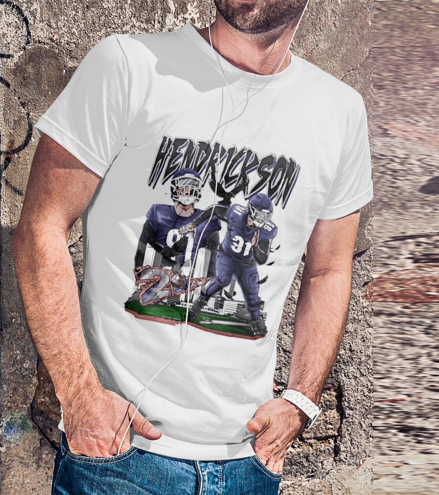 Hendrickson 91 Baltimore Ravens Hand Drawn Football Player T-Shirt