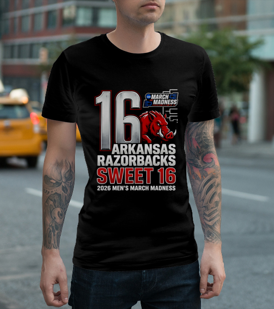 Arkansas Razorbacks Sweet 16 2026 Men's March Madness Tournament T-Shirt