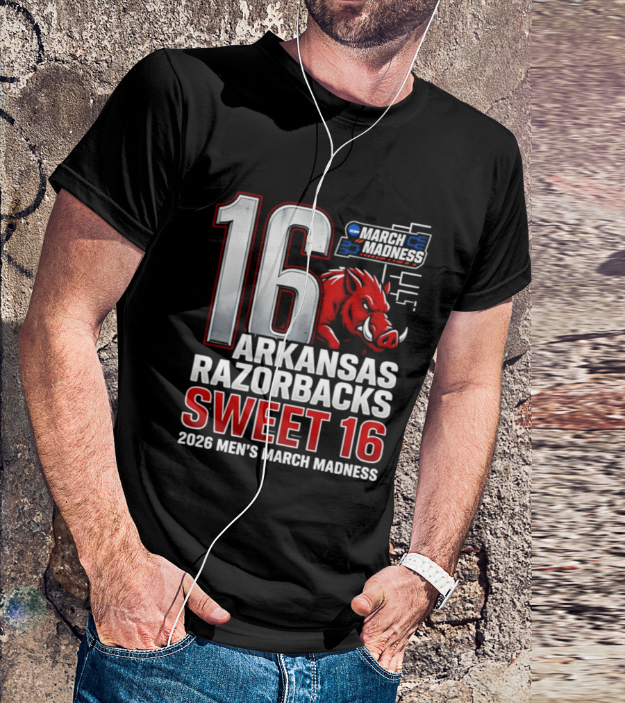 Arkansas Razorbacks Sweet 16 2026 Men's March Madness Tournament T-Shirt