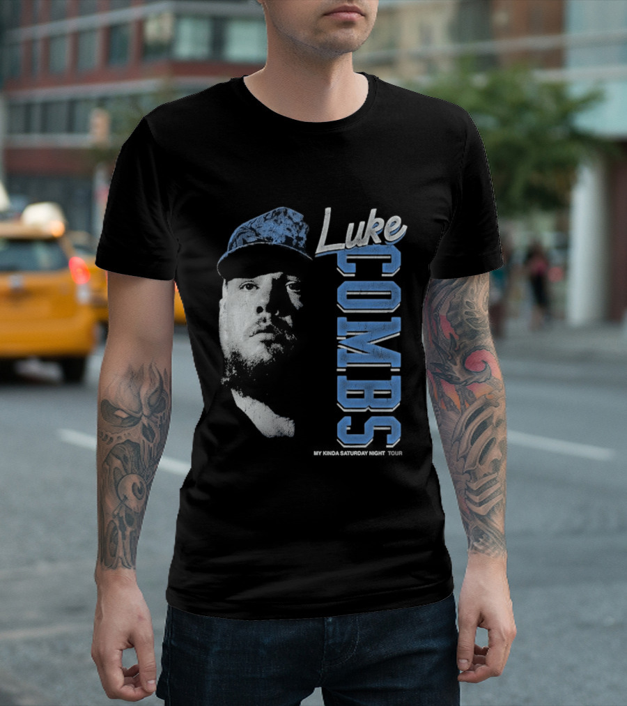 Luke Combs My Kinda Saturday Night Tour Hat And Bearded Face T-Shirt