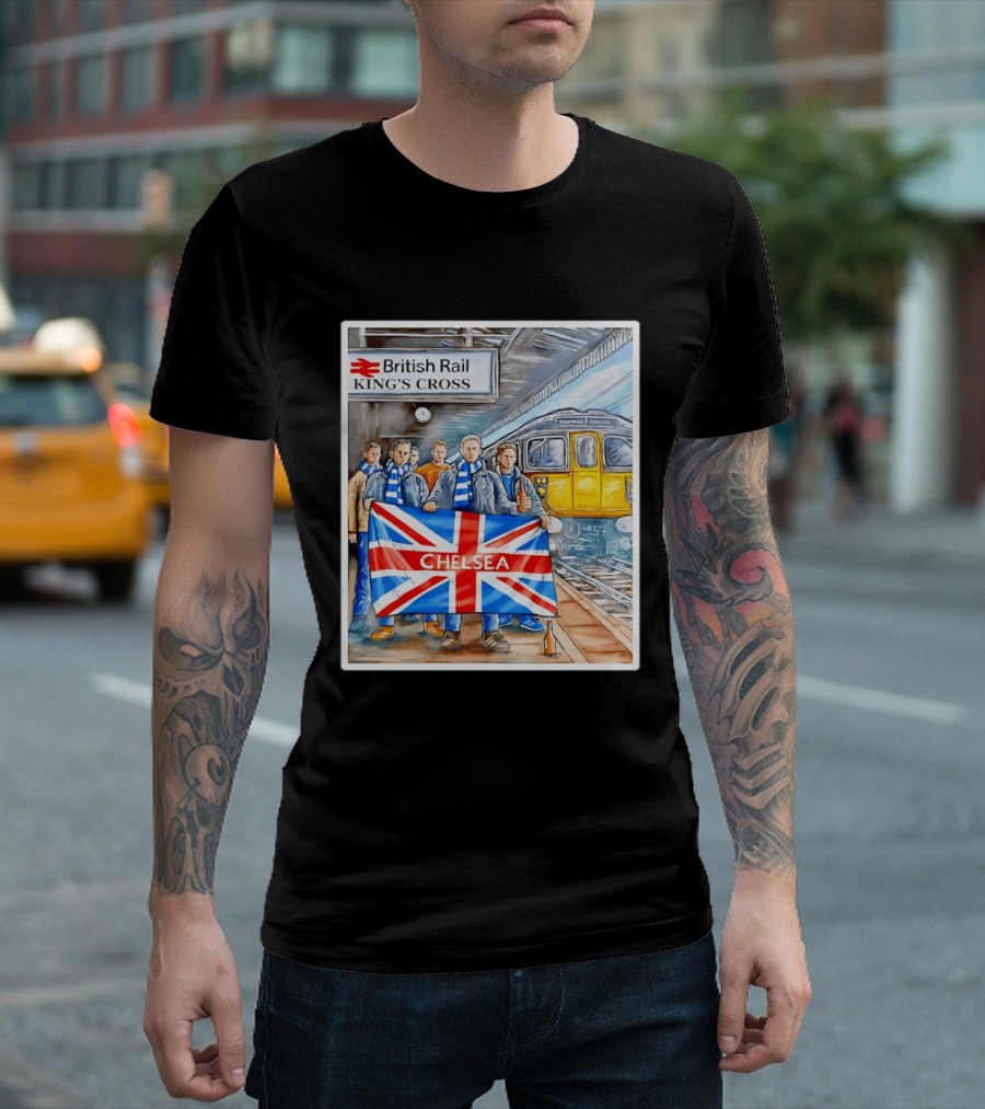 British Rail King's Cross Chelsea Flag Football Fans T-Shirt