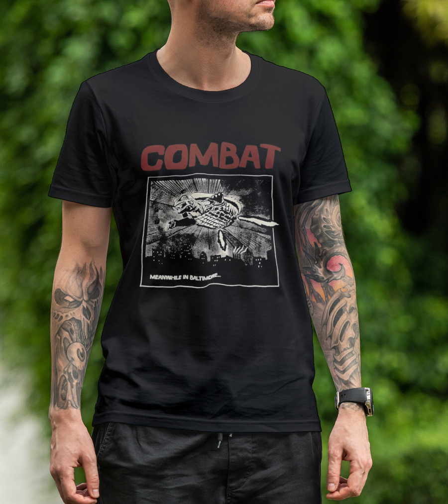 Combat Mean While In Baltimore Sunburst And Bird T-Shirt