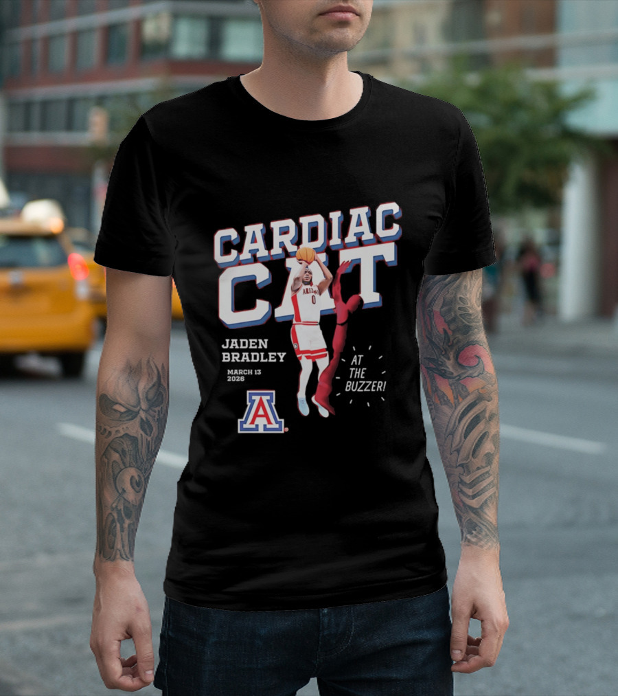 Jaden Bradley Cardiac Cat Arizona Wildcats At The Buzzer T-Shirt
