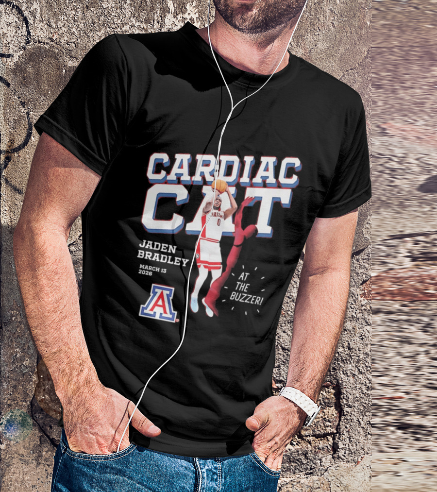 Jaden Bradley Cardiac Cat Arizona Wildcats At The Buzzer T-Shirt