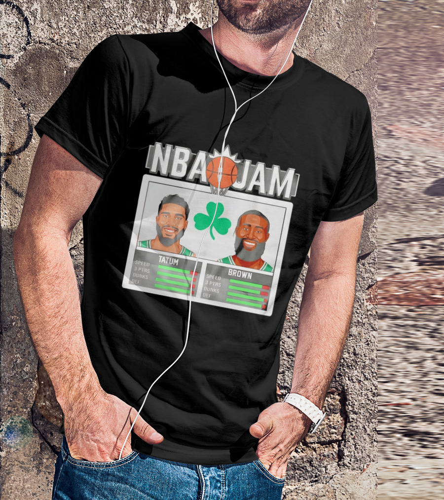 NBA Jam Jaylen Brown Jayson Tatum Celtics Stats T-Shirt