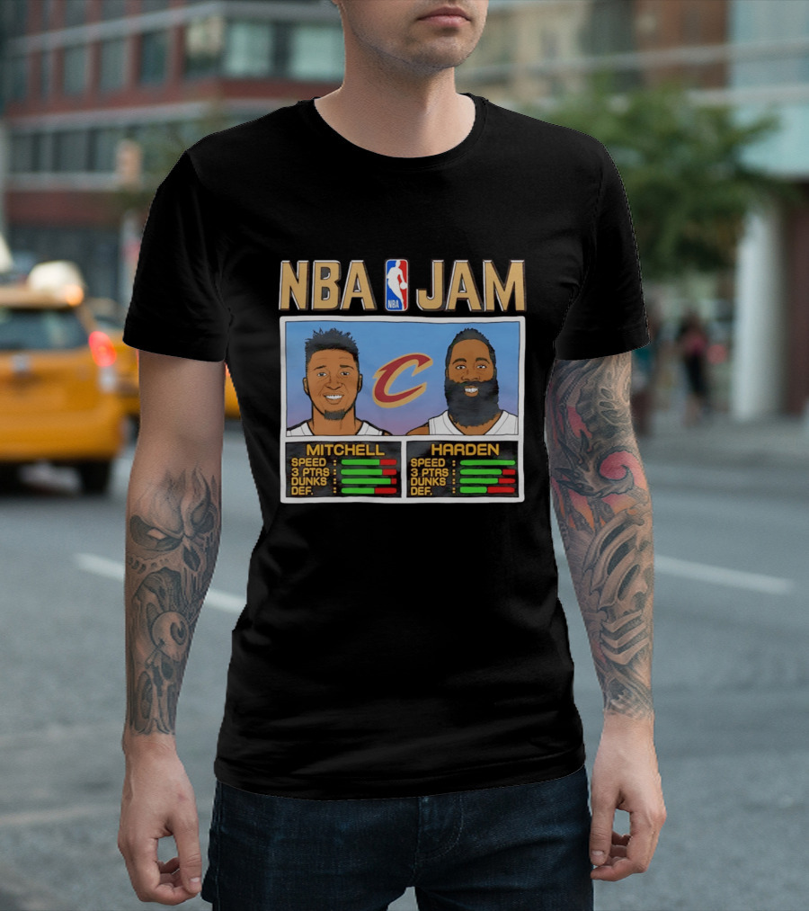 NBA Jam Cleveland Cavaliers Donovan Mitchell James Harden T-Shirt