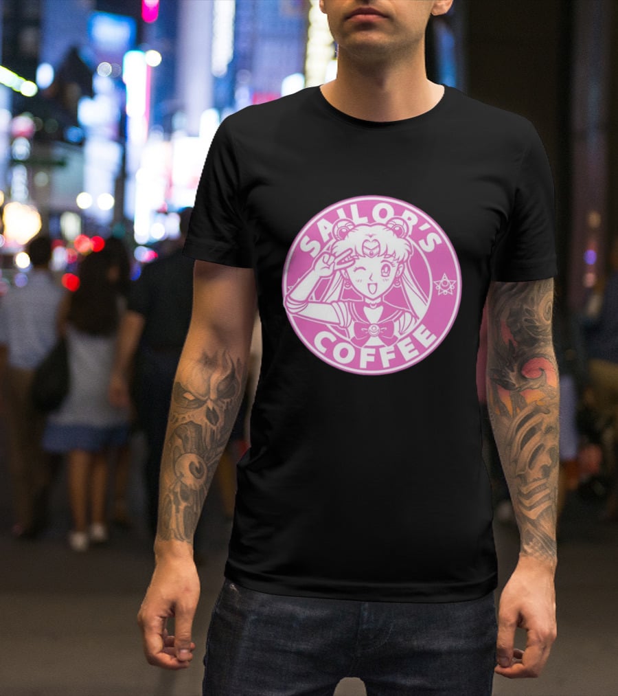 Sailor's Coffee Pink Winking Moon T-Shirt