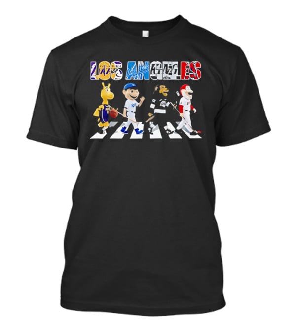 Los Angeles Sports Mascots Crosswalk Dodgers Lakers Angels Abbey Road T-Shirt