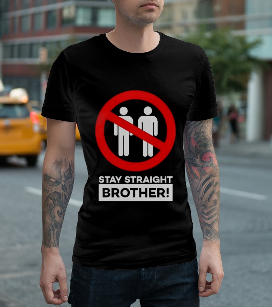 Stay Straight Brother Circle Cross Stencil T-Shirt