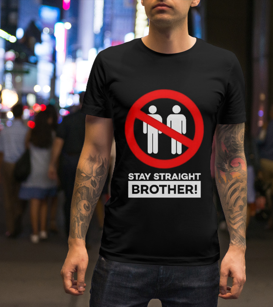Stay Straight Brother Circle Cross Stencil T-Shirt