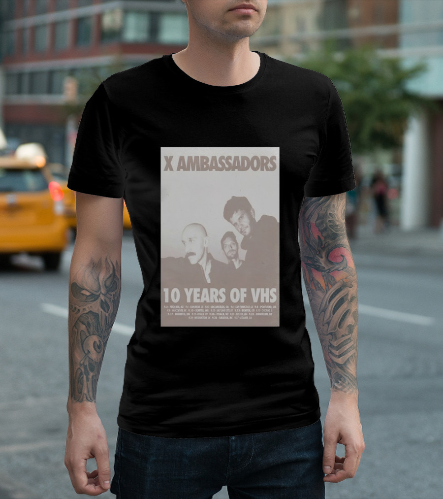 X Ambassadors 10 Years Of VHS Tour 2025 US Cities T-Shirt