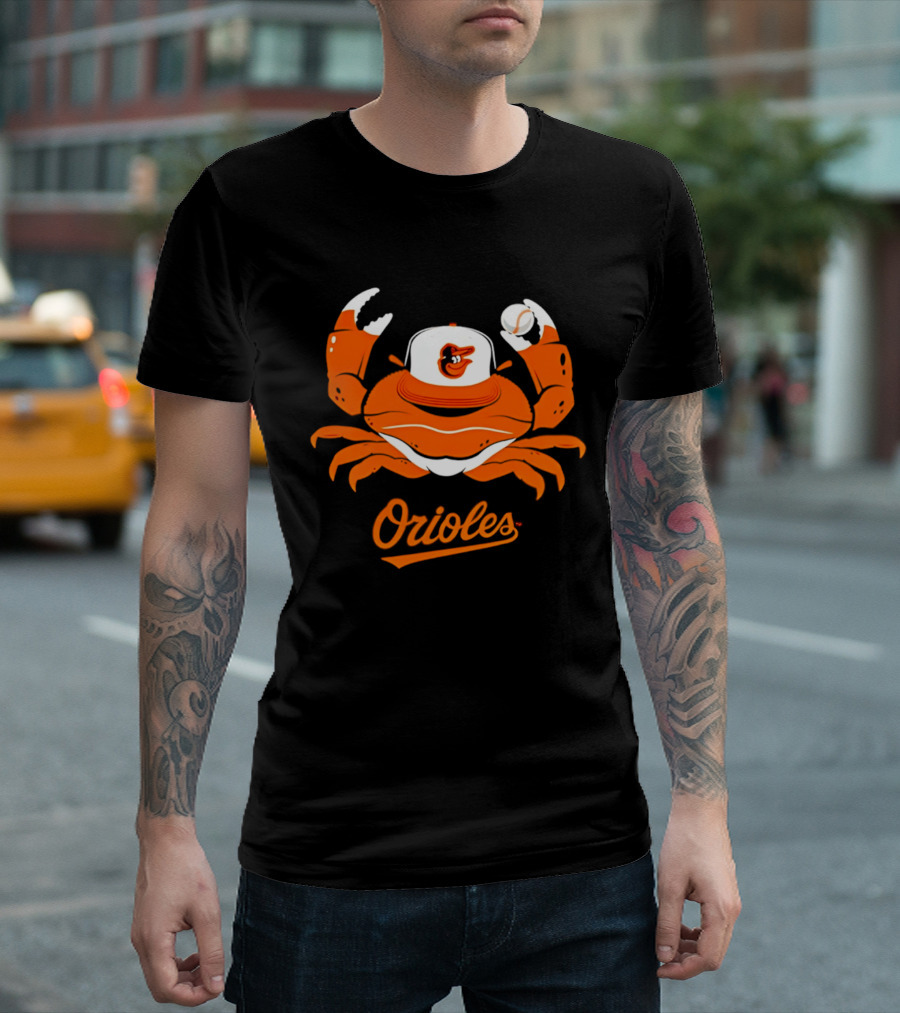 Baltimore Orioles Crab Mascot With Baseball Cap T-Shirt