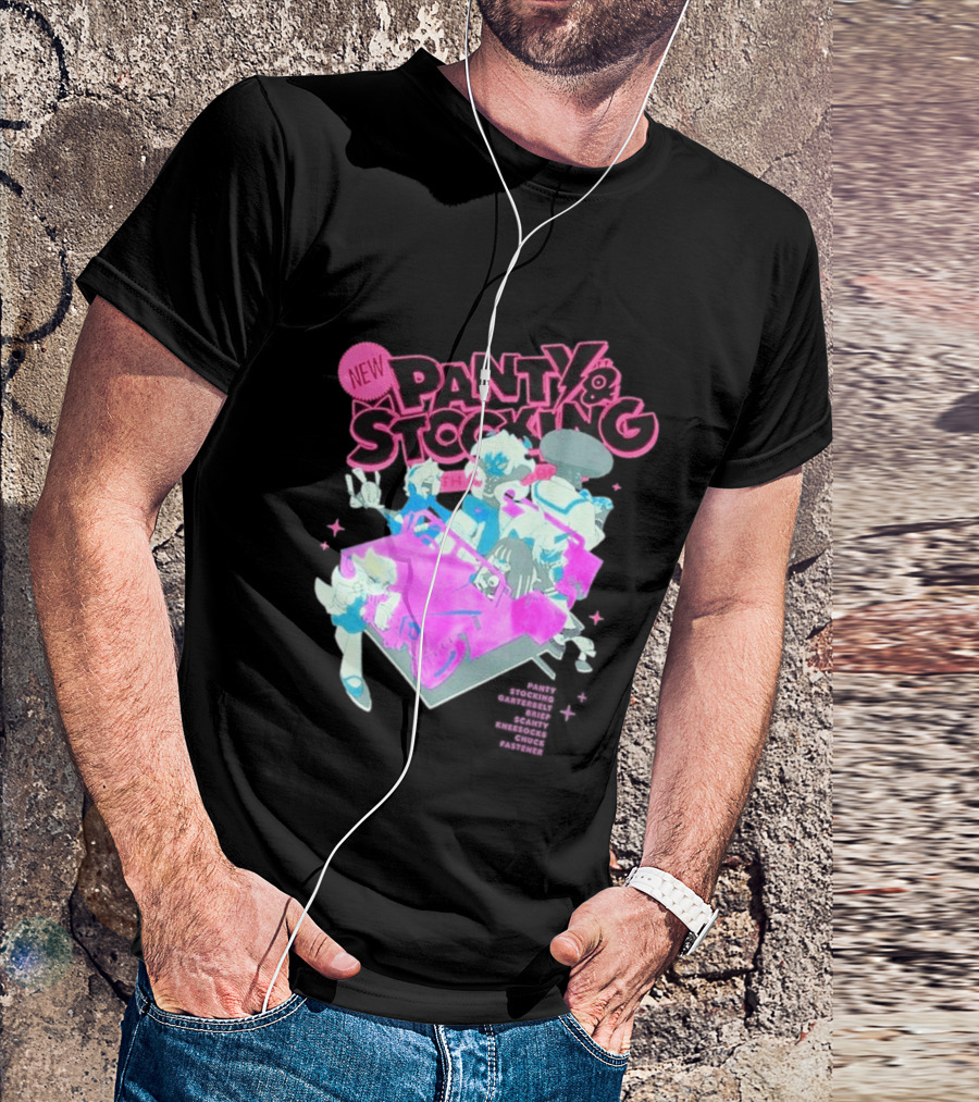 New Panty & Stocking With Garterbelt Anime Characters Colorful Car Scene T-Shirt