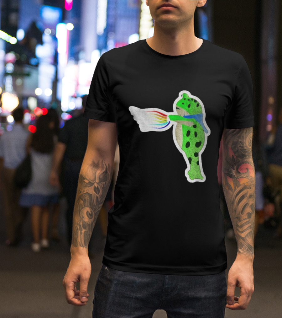 Portland Frog Holding Rainbow Flag LGBT Pride Anti Maga Protest T-Shirt