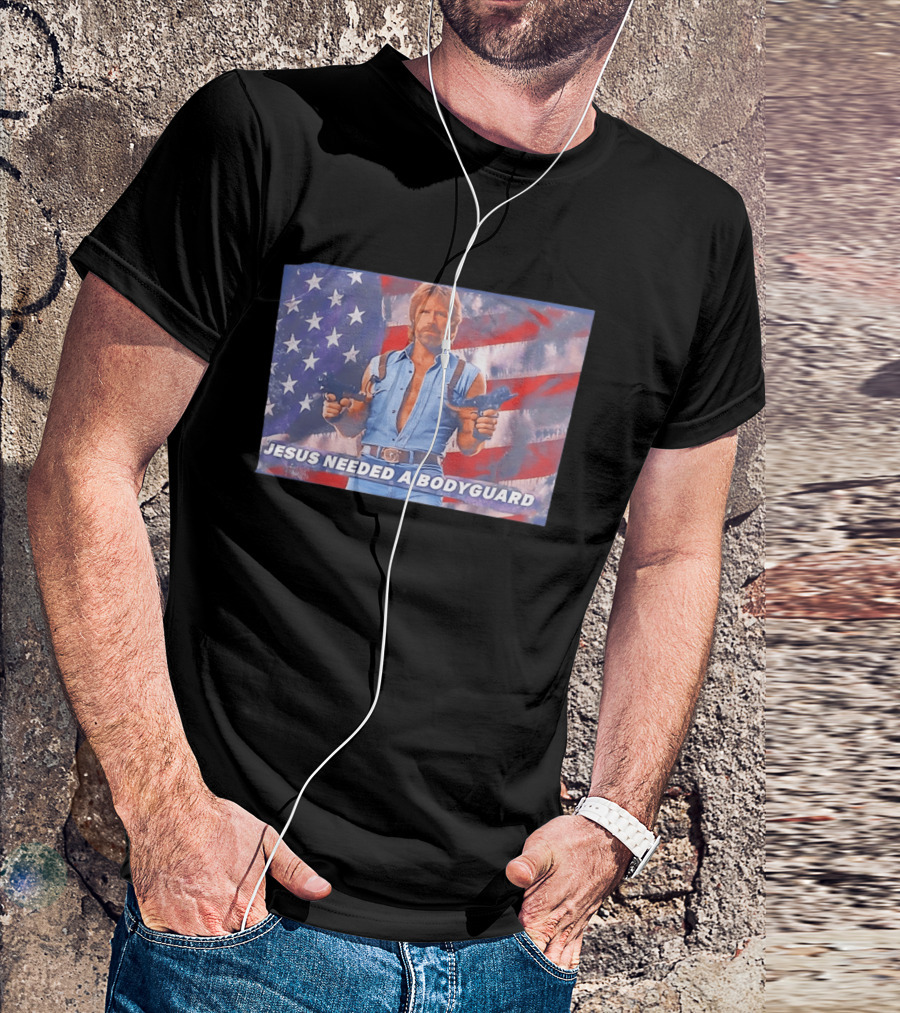 Jesus Needed A Bodyguard Chuck Norris USA Flag T-Shirt