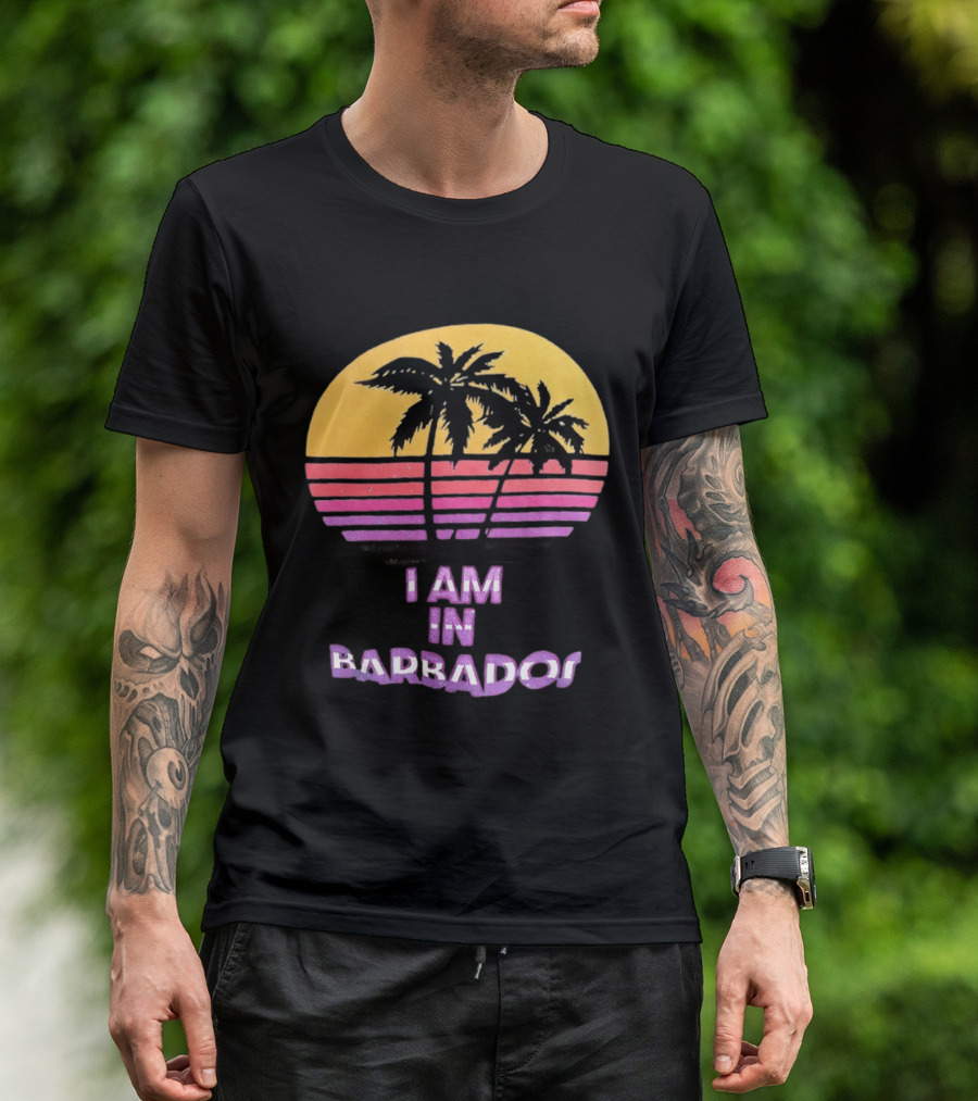 I Am In Barbados Tropical Sunset And Palm Trees T-Shirt