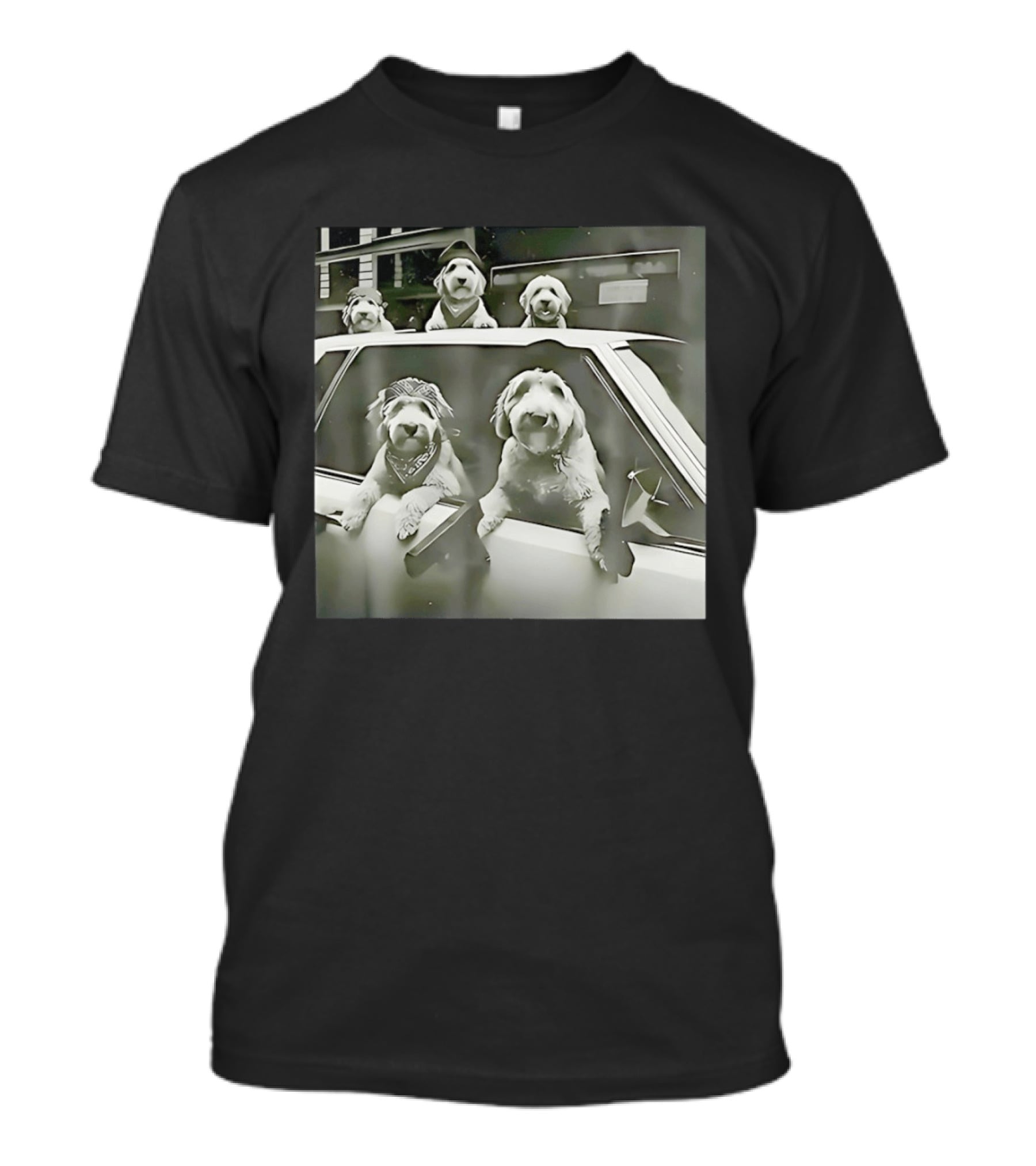 Spinone Italiano Dog Gang Holding Pistol Driving Car Eendoodle Layered T-Shirt