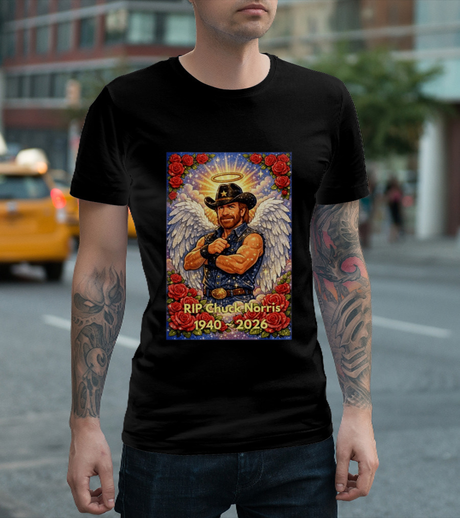 RIP Chuck Norris Angelic Cowboy Tribute 1940 2026 T-Shirt