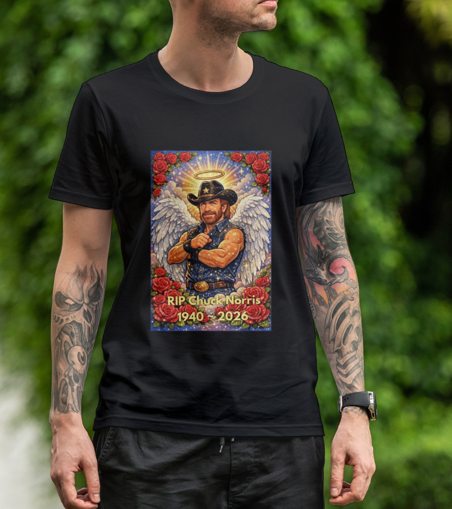 RIP Chuck Norris Angelic Cowboy Tribute 1940 2026 T-Shirt