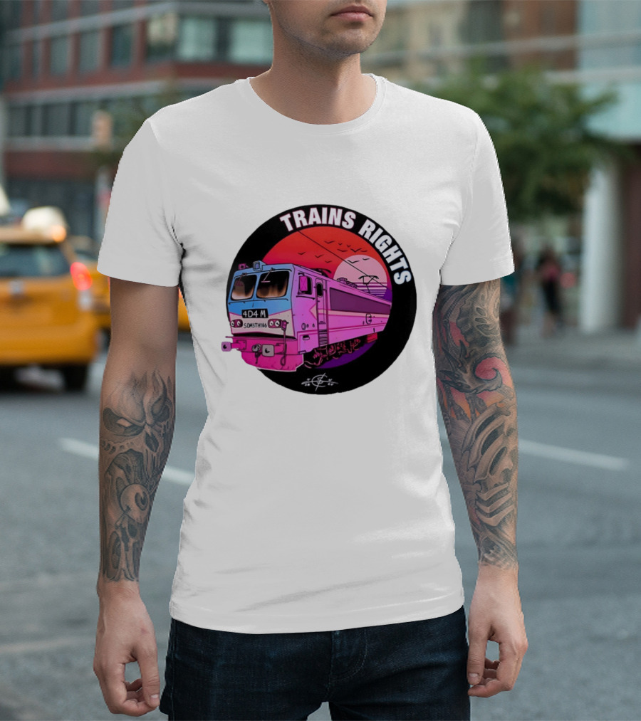 4D4M Something Trains Rights Sunset Train T-Shirt